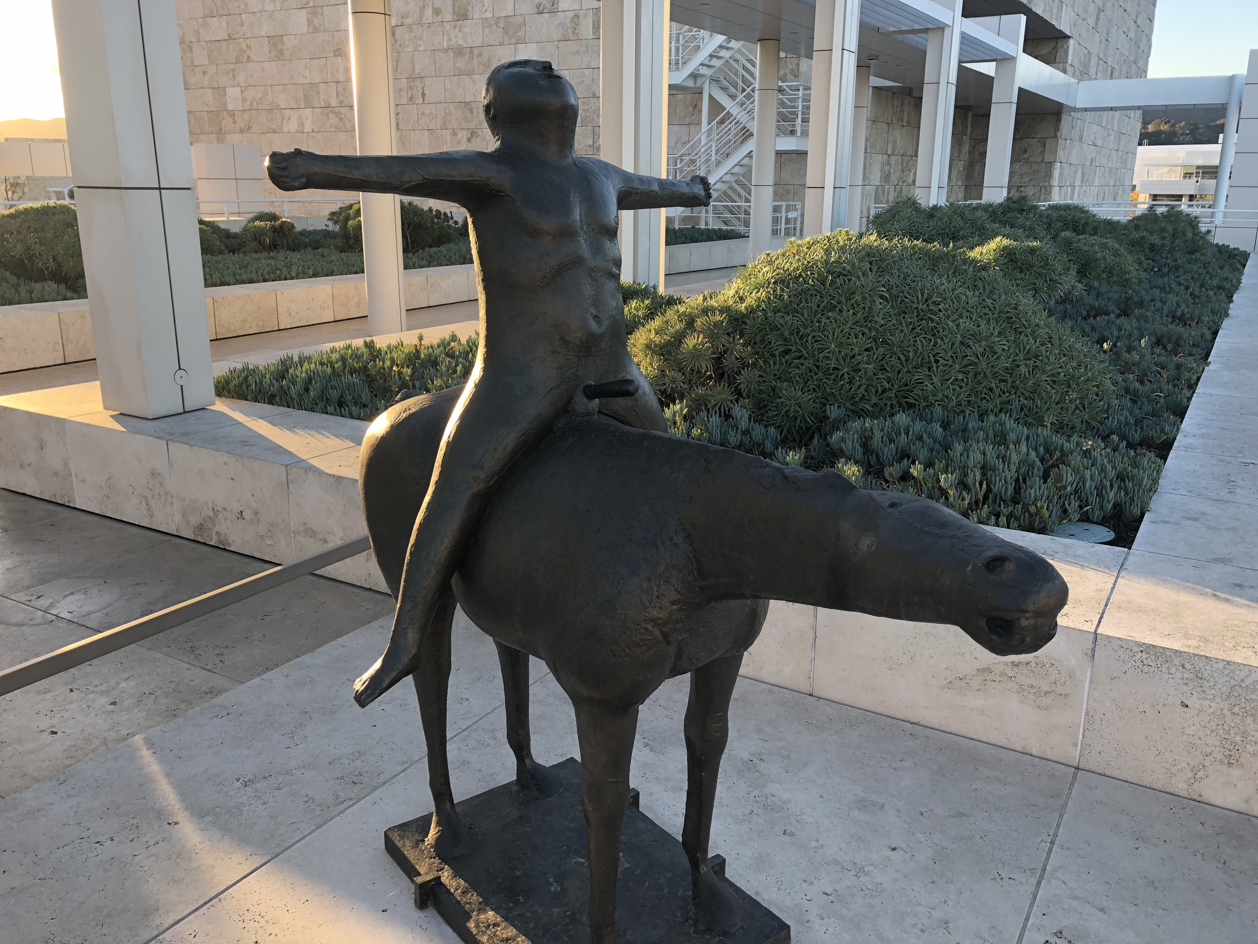 A sexy statue on the roof of the Getty Center