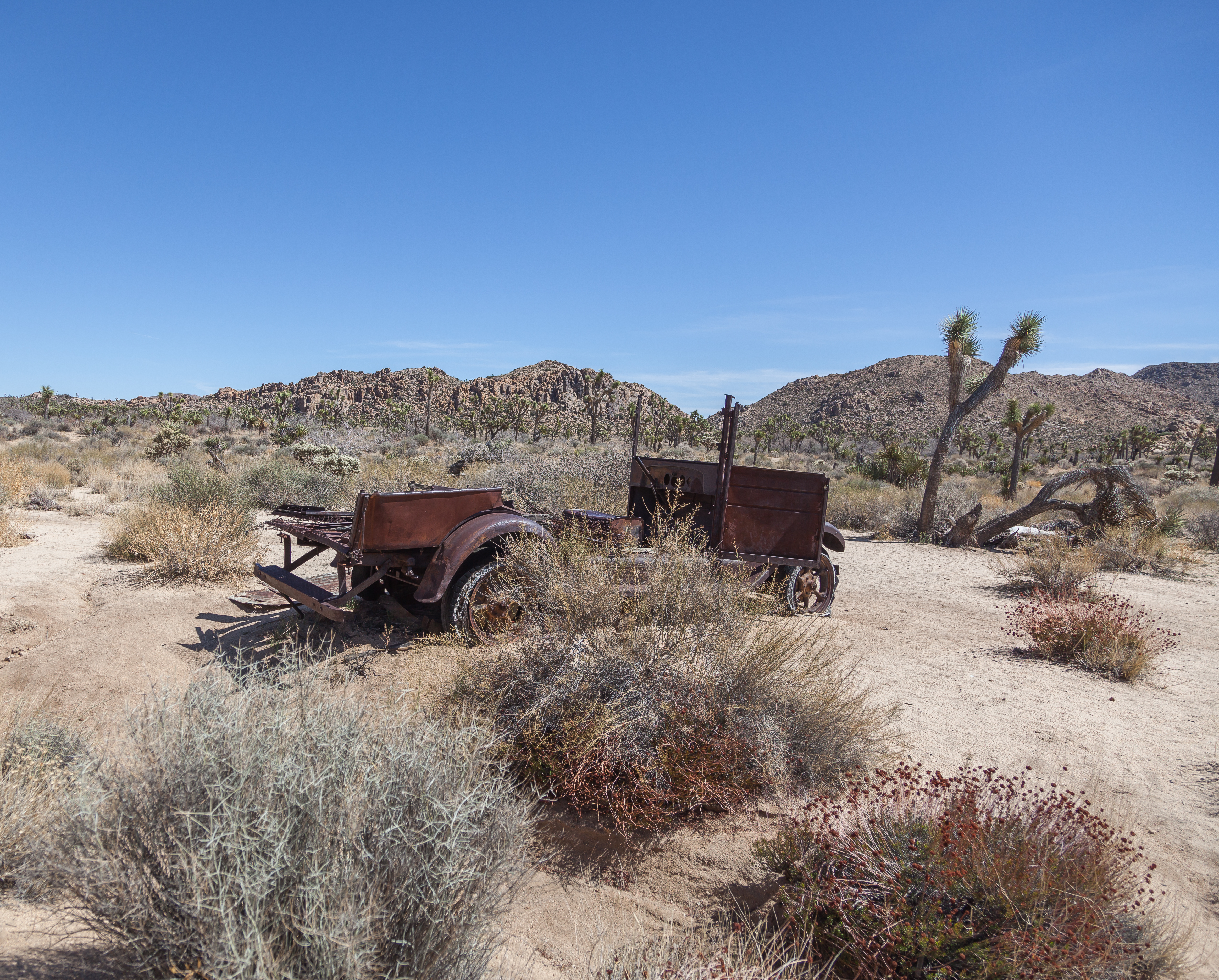 an abandoned car in the desert