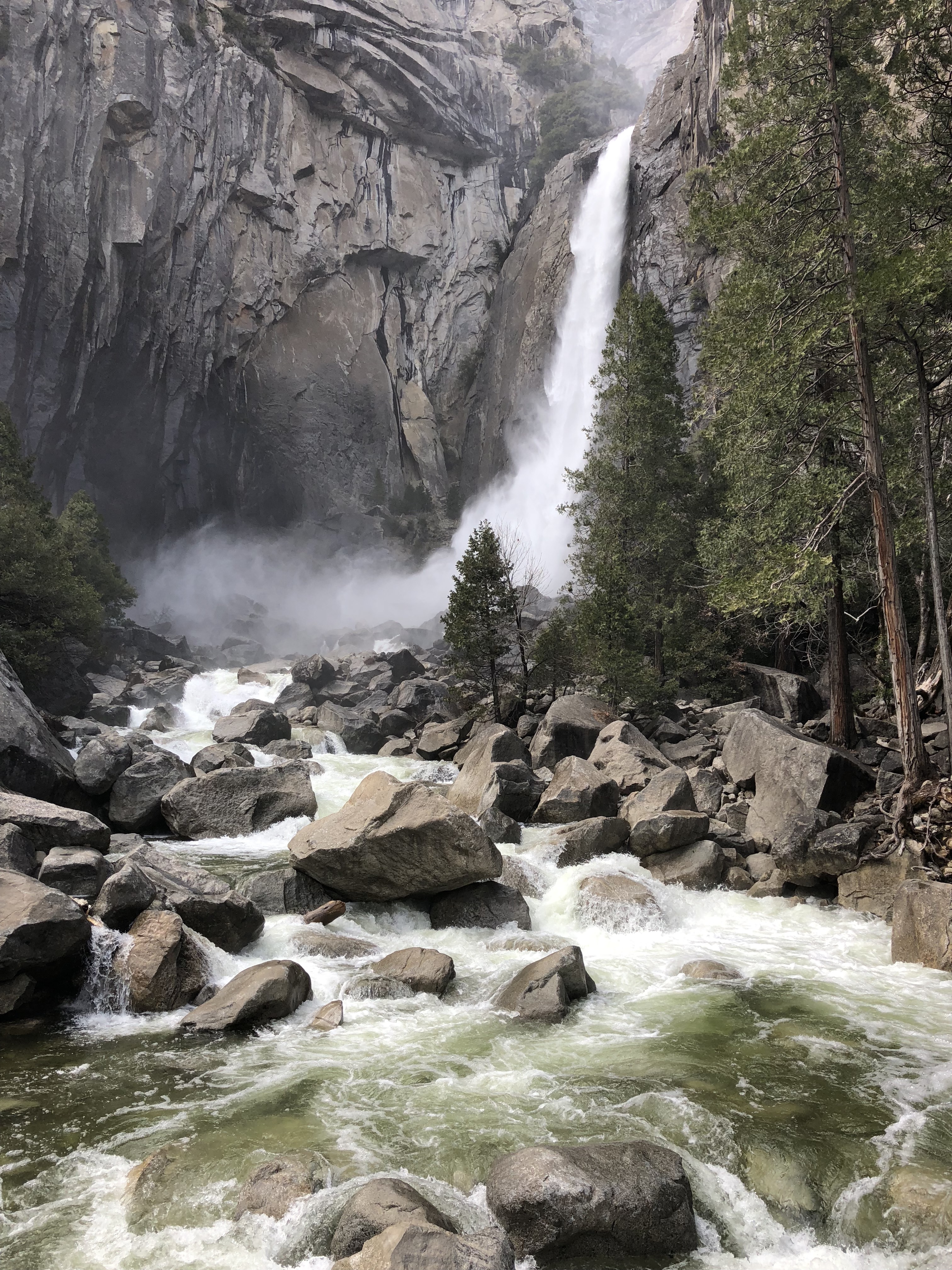 the water below Nevada Fall in Yosemite National Park