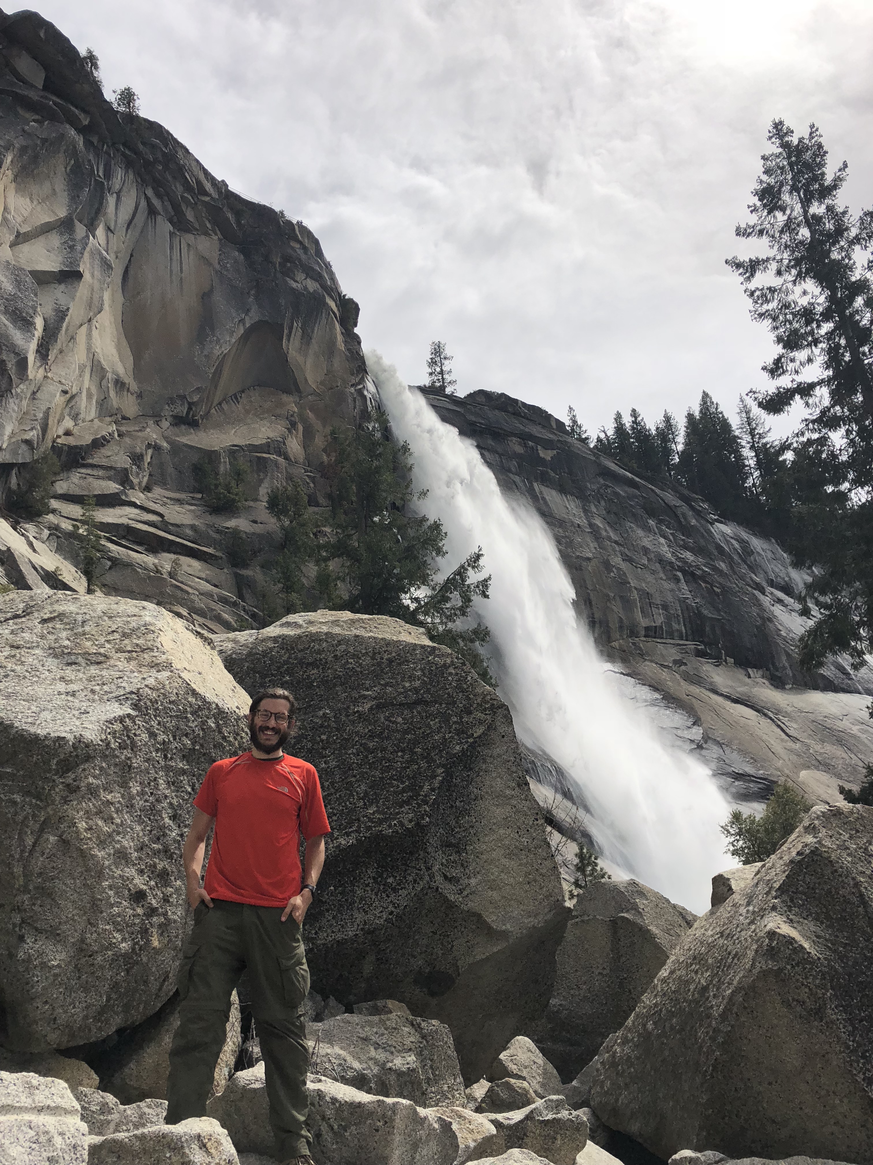 the author standing in front of Nevada Fall