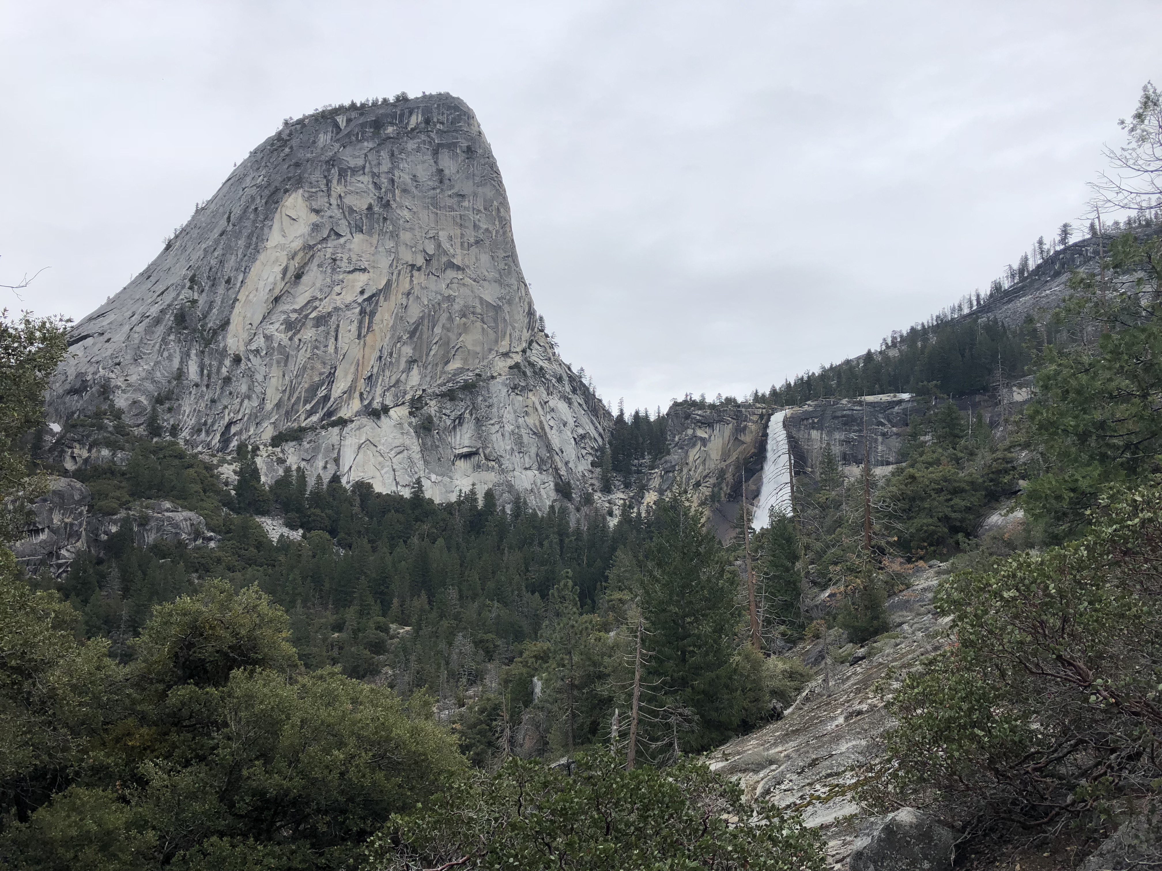 a view of Nevada Fall and Liberty Cap