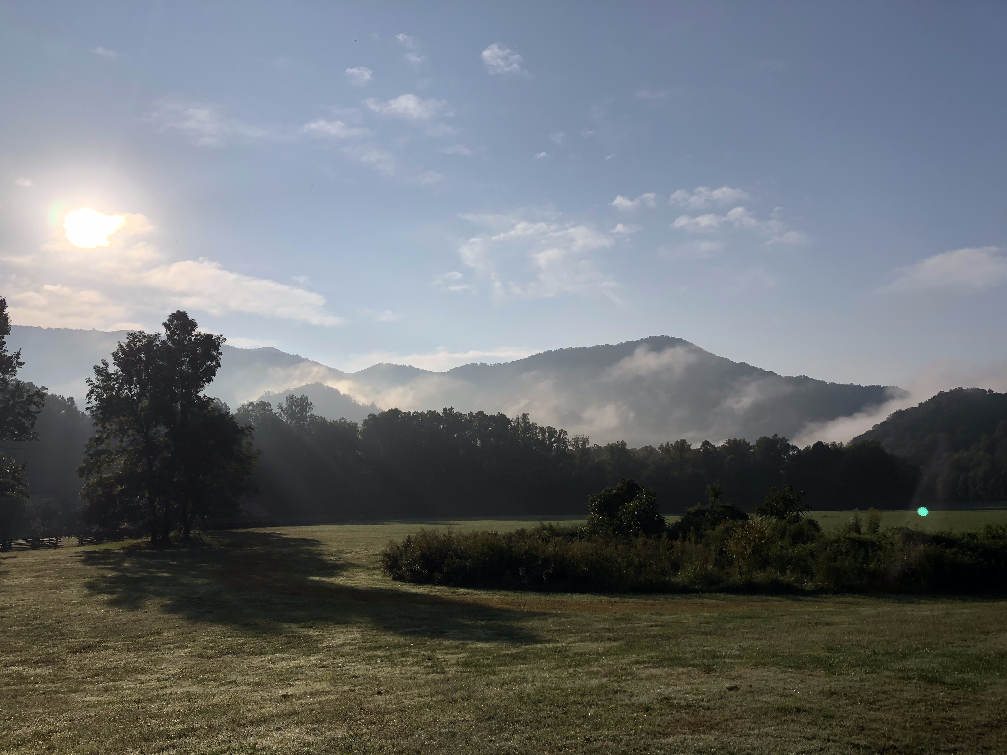 some mountains covered in fog at Great Smoky Mountains National Park