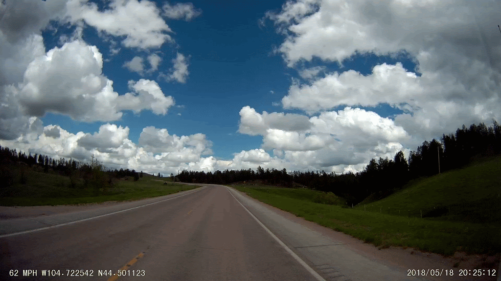 a looping animation of various still frames from dashcam footage